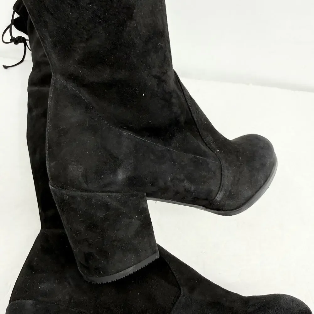 Stuart Weitzman Womens Tieland Over The Knee Boots Size 6 Black Suede EUC